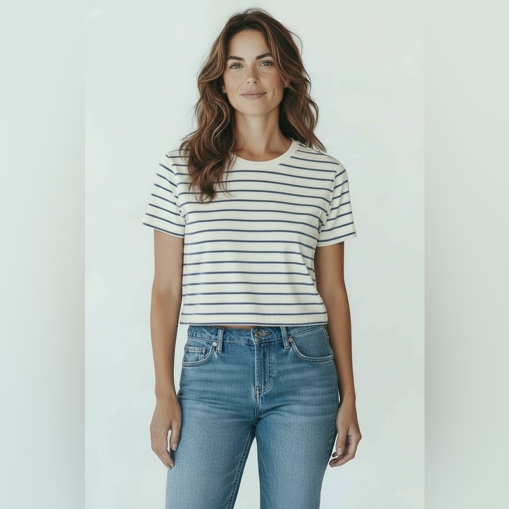 Striped White and Blue Women's Top